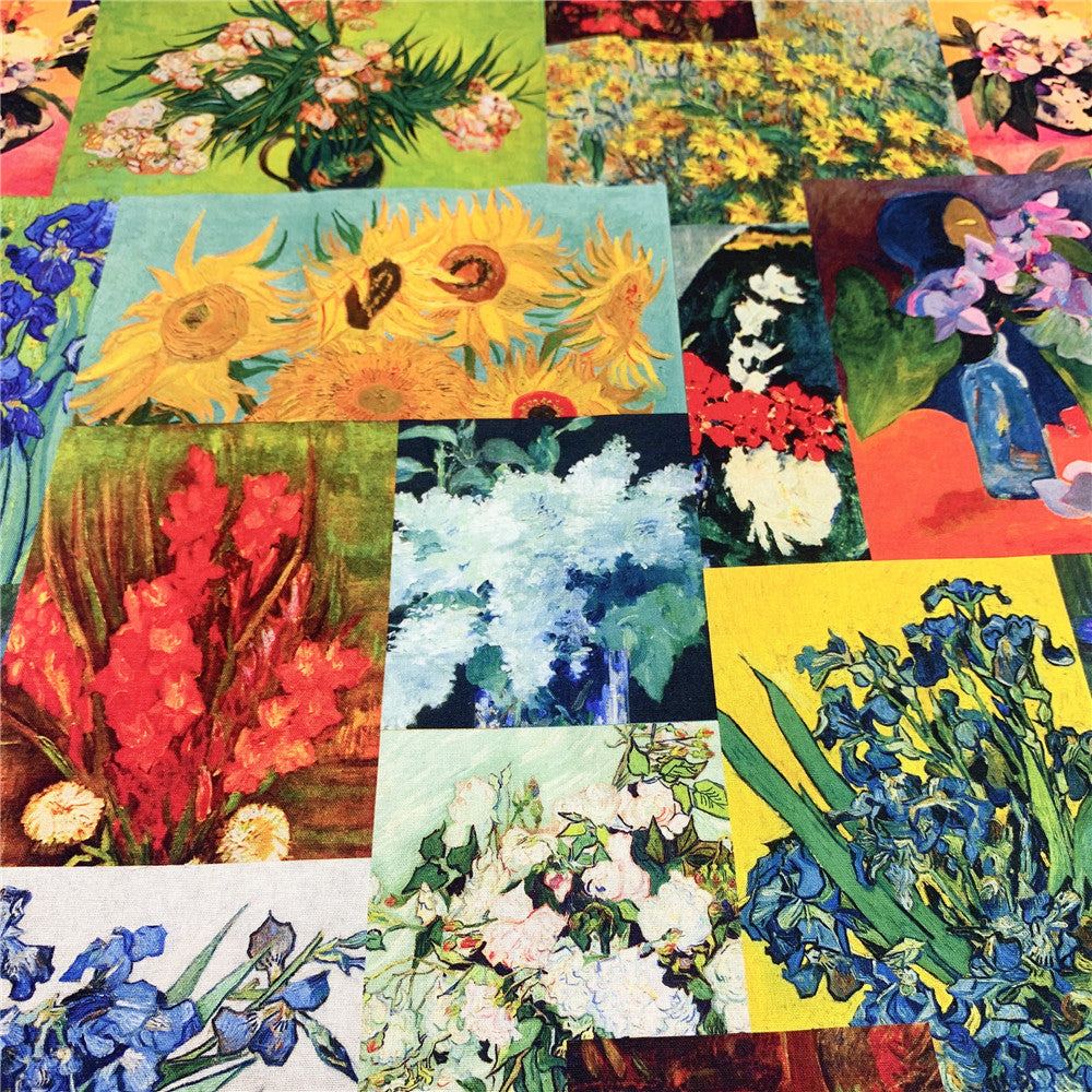 Color flower oil painting Cotton Fabric Sewing Quilting Patchwork Needlework Handmade DIY