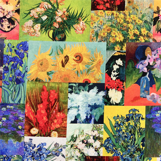 Color flower oil painting Cotton Fabric Sewing Quilting Patchwork Needlework Handmade DIY