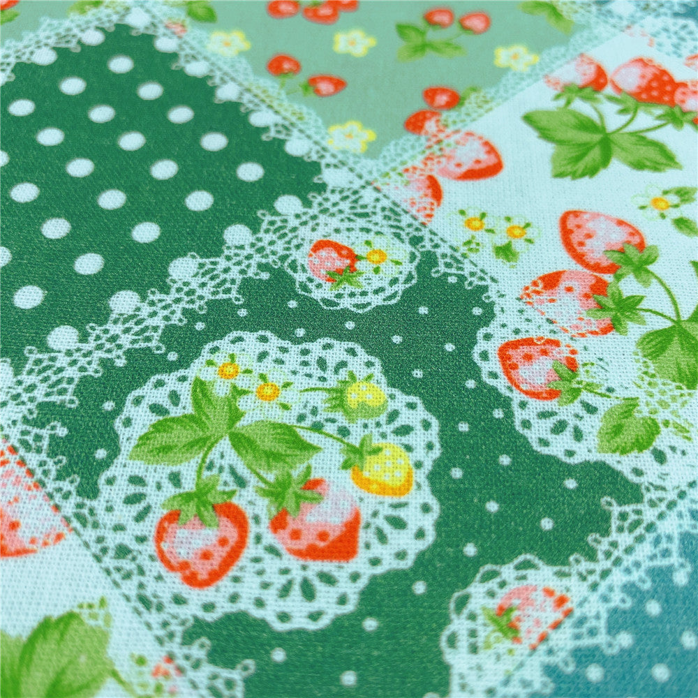 Retro pastoral style strawberry lace print  100% cotton printed fabric diy sewing fabric handmade