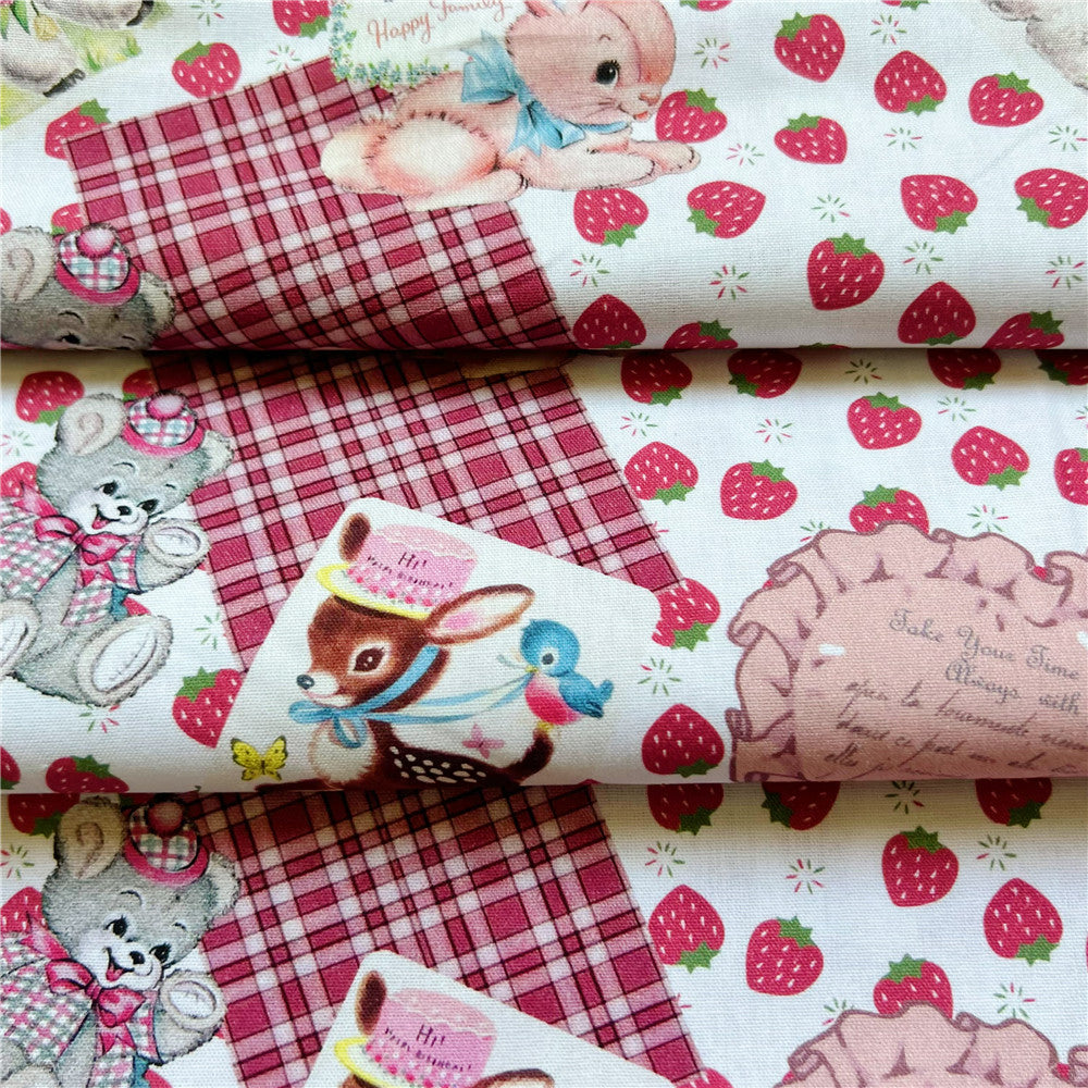 Strawberry showa lamb rabbit small animal Cotton Fabric Sewing Doll