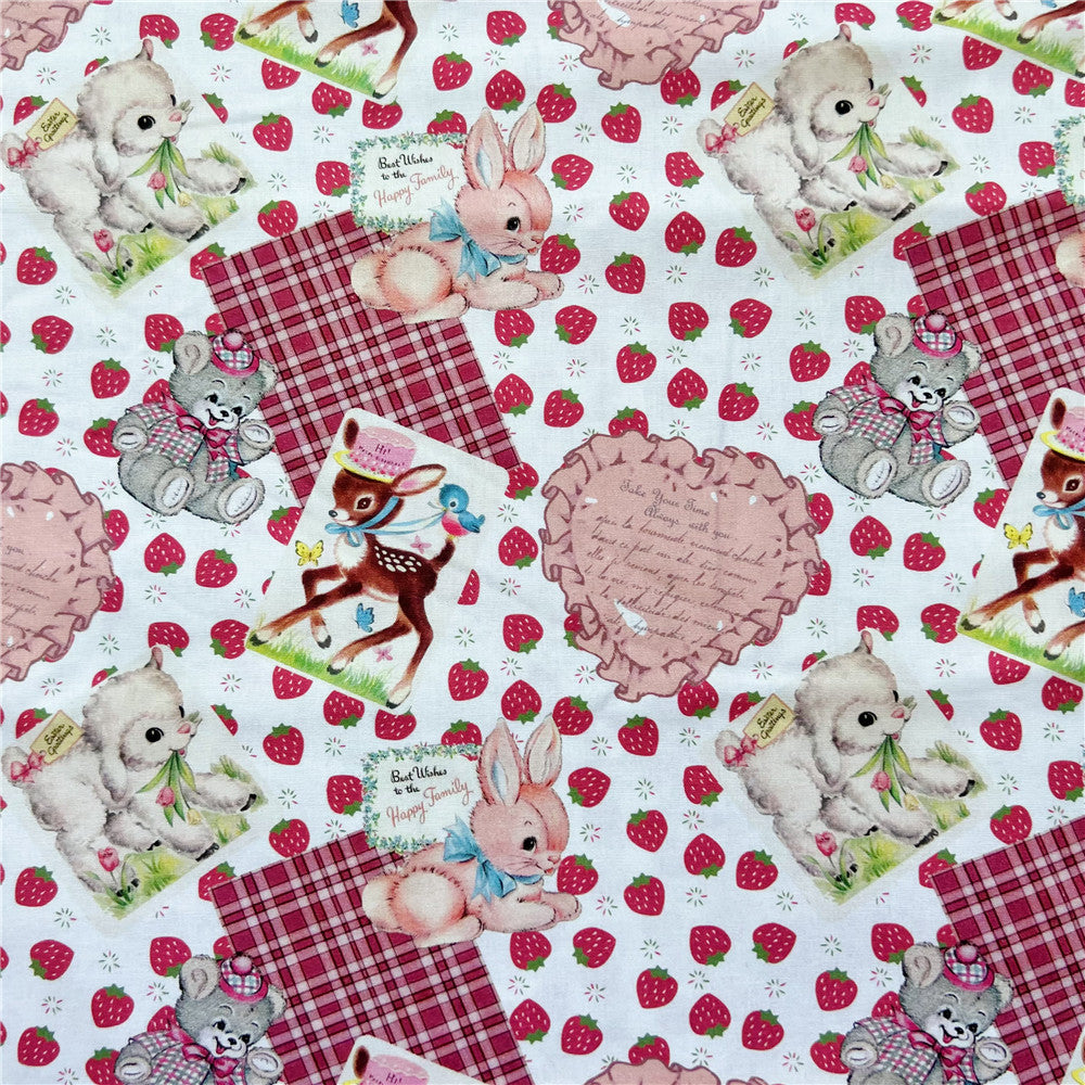 Strawberry showa lamb rabbit small animal Cotton Fabric Sewing Doll