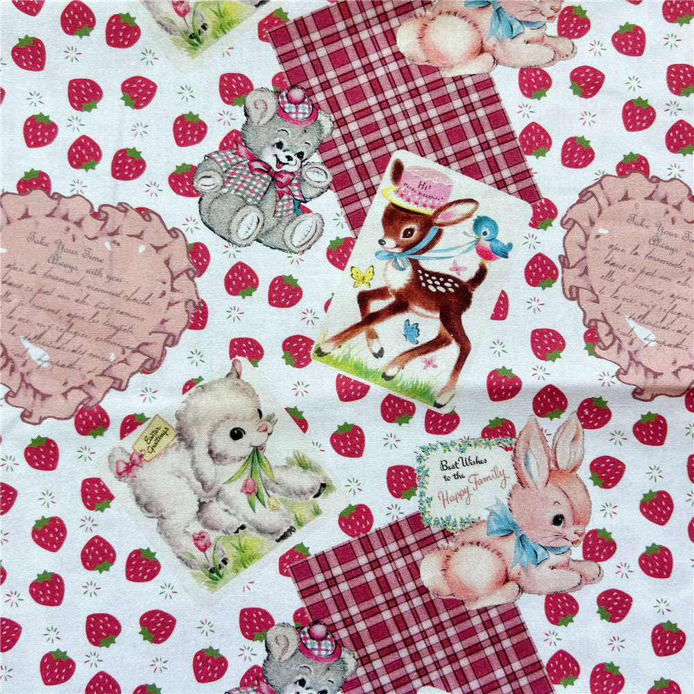 Strawberry showa lamb rabbit small animal Cotton Fabric Sewing Doll