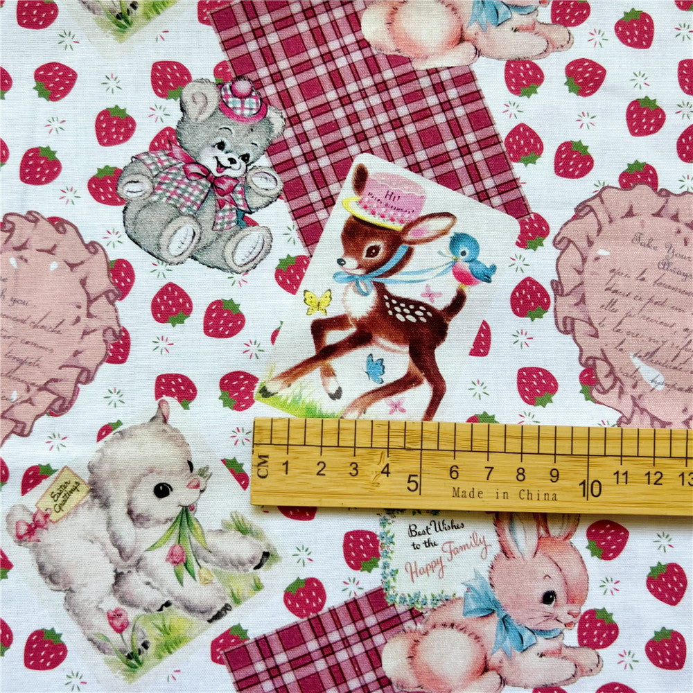 Strawberry showa lamb rabbit small animal Cotton Fabric Sewing Doll