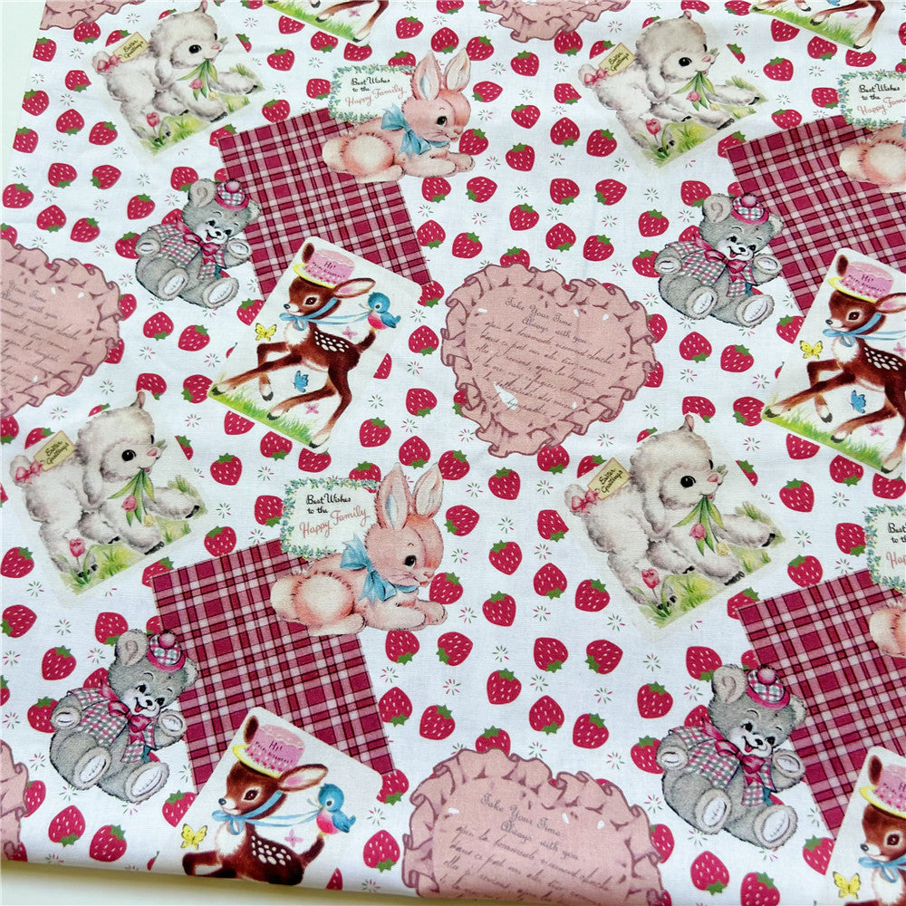 Strawberry showa lamb rabbit small animal Cotton Fabric Sewing Doll