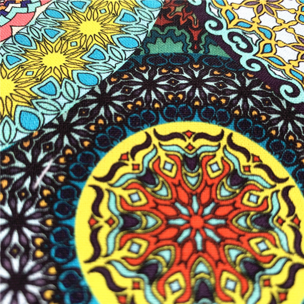 Vintage Bohemian Style Mandala 100% Cotton Printed Boho Fabric Sewing Clothes DIY Handmade Patchwork