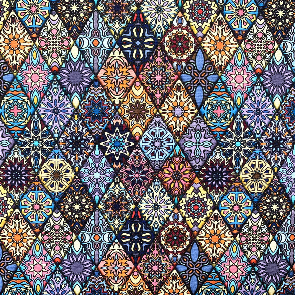 100% Cotton Fabric African Design Geometry Multi Diamond Checks Printing DIY Patchwork