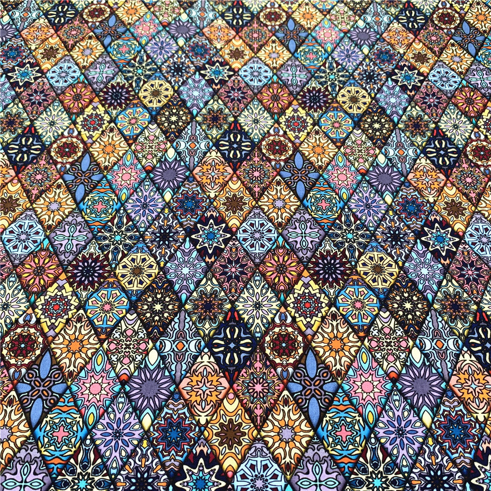 100% Cotton Fabric African Design Geometry Multi Diamond Checks Printing DIY Patchwork