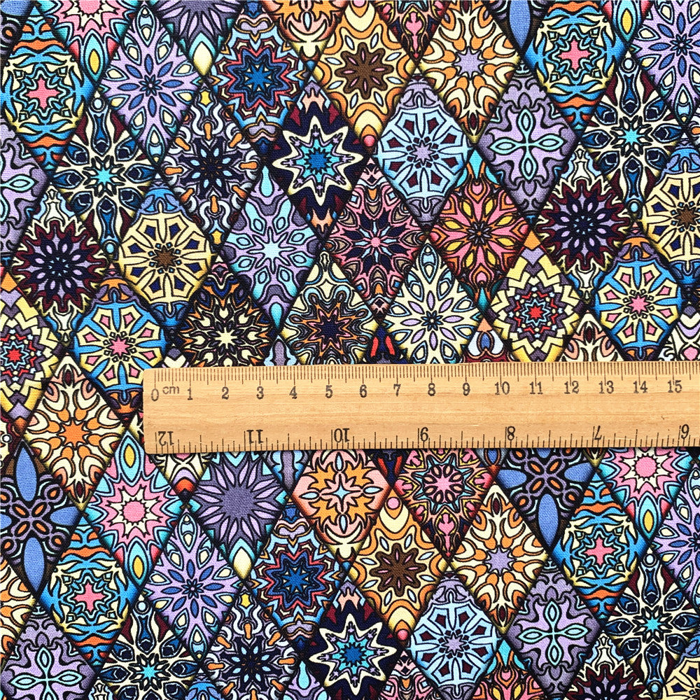 100% Cotton Fabric African Design Geometry Multi Diamond Checks Printing DIY Patchwork