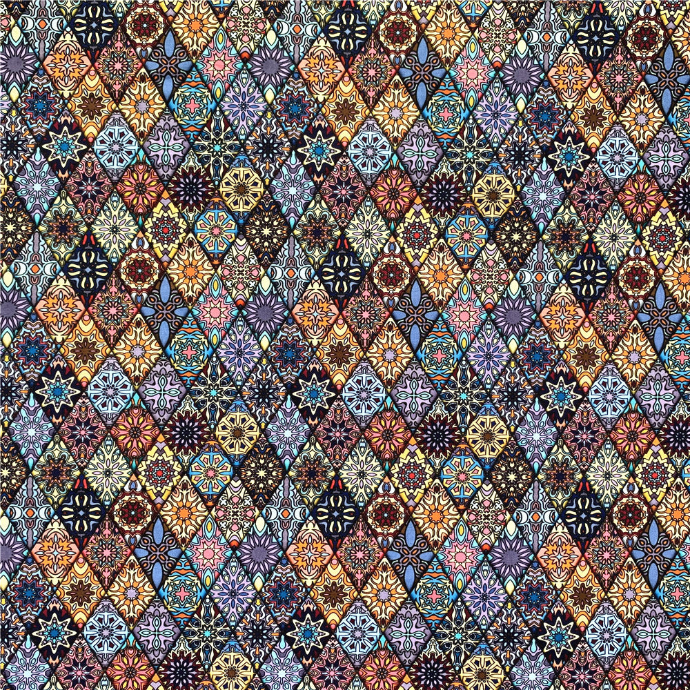 100% Cotton Fabric African Design Geometry Multi Diamond Checks Printing DIY Patchwork