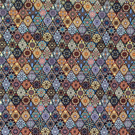 100% Cotton Fabric African Design Geometry Multi Diamond Checks Printing DIY Patchwork