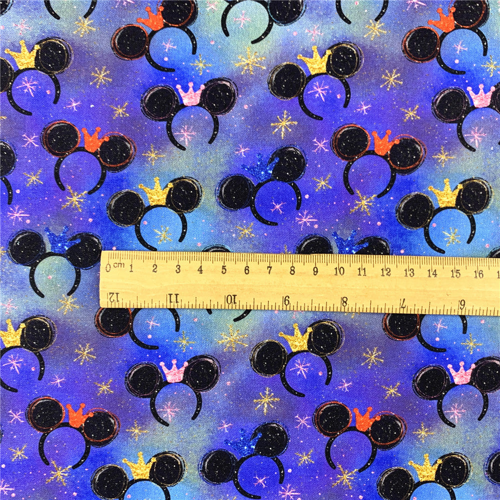 Cotton Fabric DIY Patchwork Material Shiny cute mouse crown Printed Fabrics Sewing