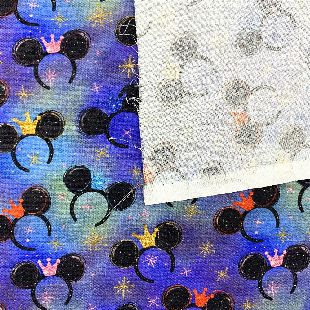 Cotton Fabric DIY Patchwork Material Shiny cute mouse crown Printed Fabrics Sewing