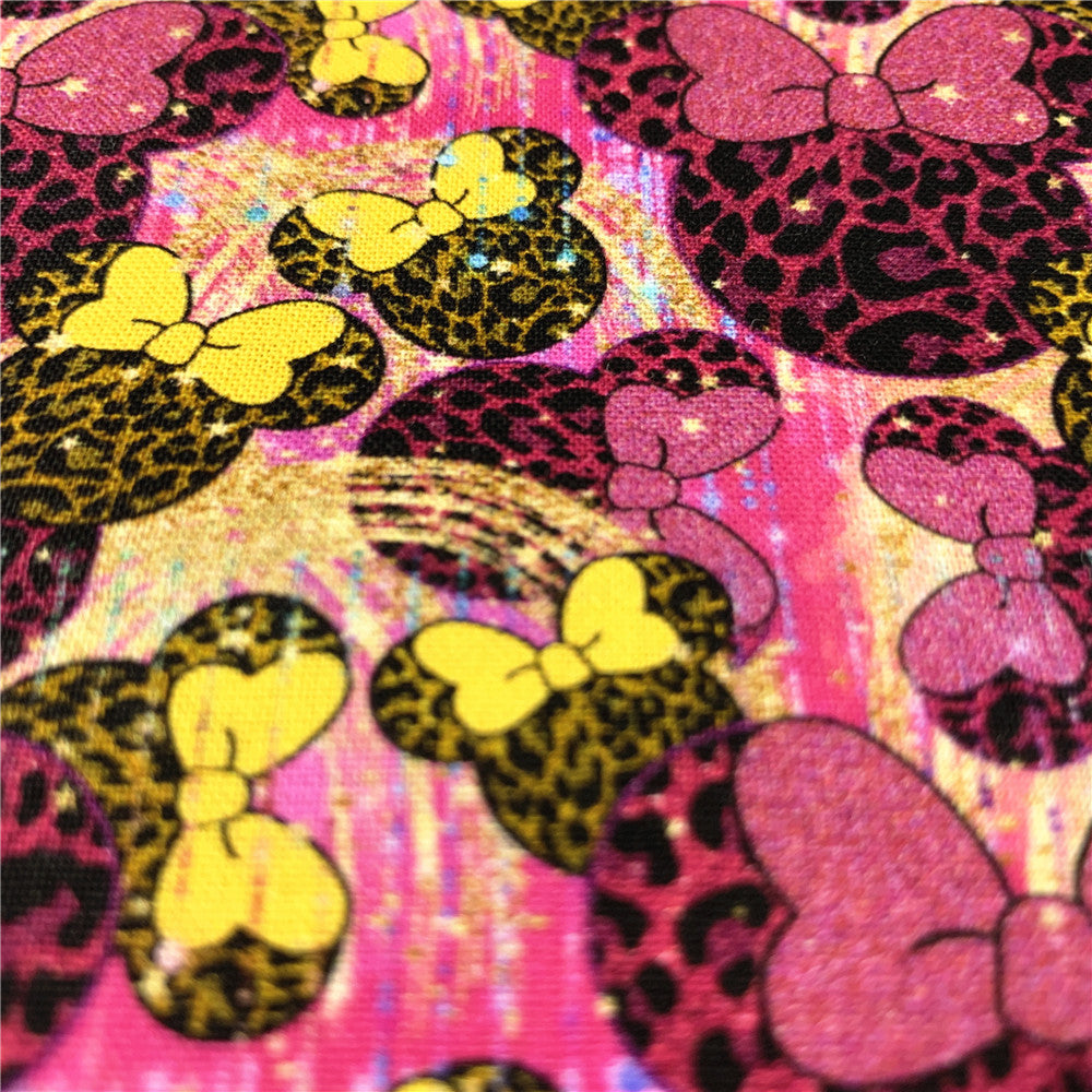 Shiny pink Golden Leopard mouse Cotton Fabric for Girl woman Clothes Home Textile Sewing Quilting DIY