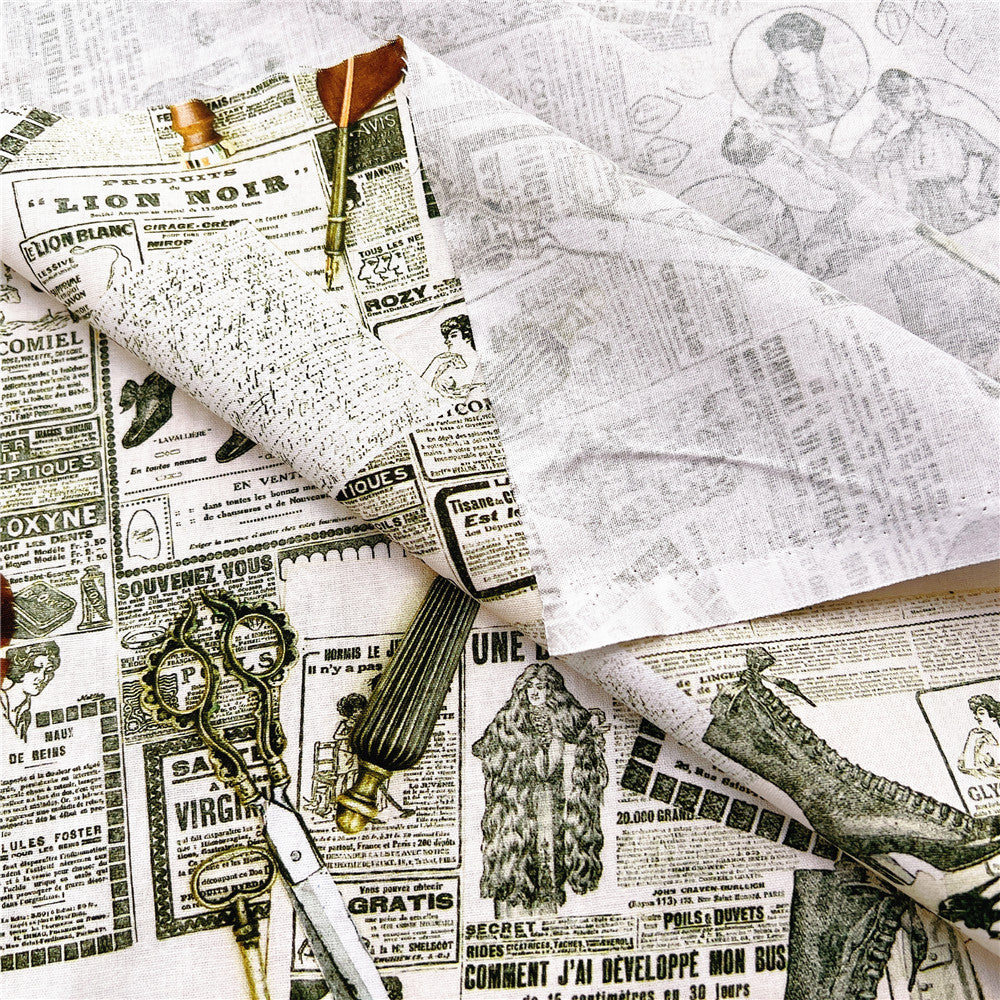 Retro newspaper vintage 100% cotton fabric ,Patchwork Cloth,DIY Sewing Quilting Material