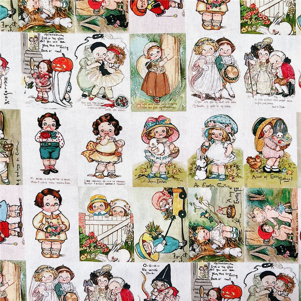 Retro Tomato soup doll vintage 100% cotton fabric ,Patchwork Cloth,DIY Sewing Quilting Material