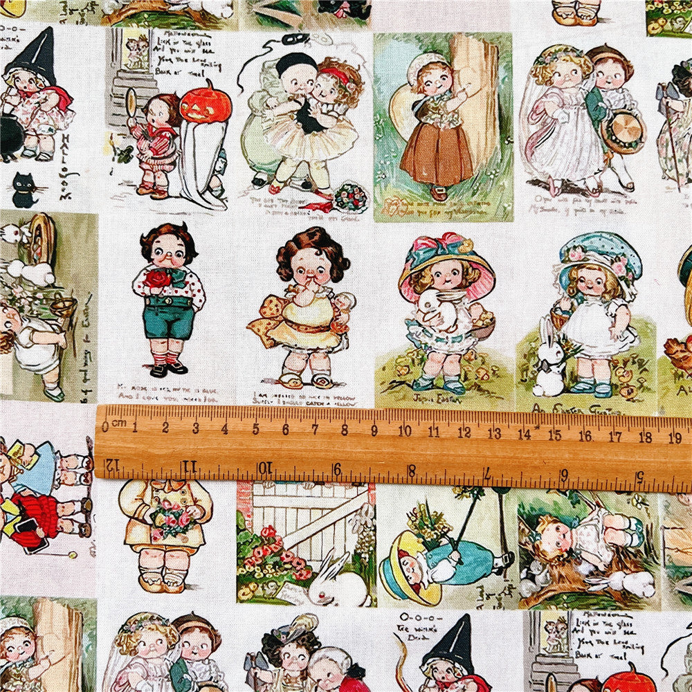 Retro Tomato soup doll vintage 100% cotton fabric ,Patchwork Cloth,DIY Sewing Quilting Material