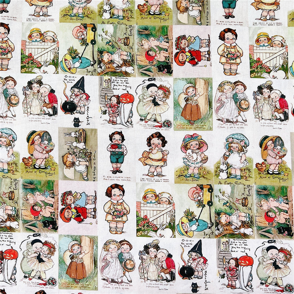 Retro Tomato soup doll vintage 100% cotton fabric ,Patchwork Cloth,DIY Sewing Quilting Material