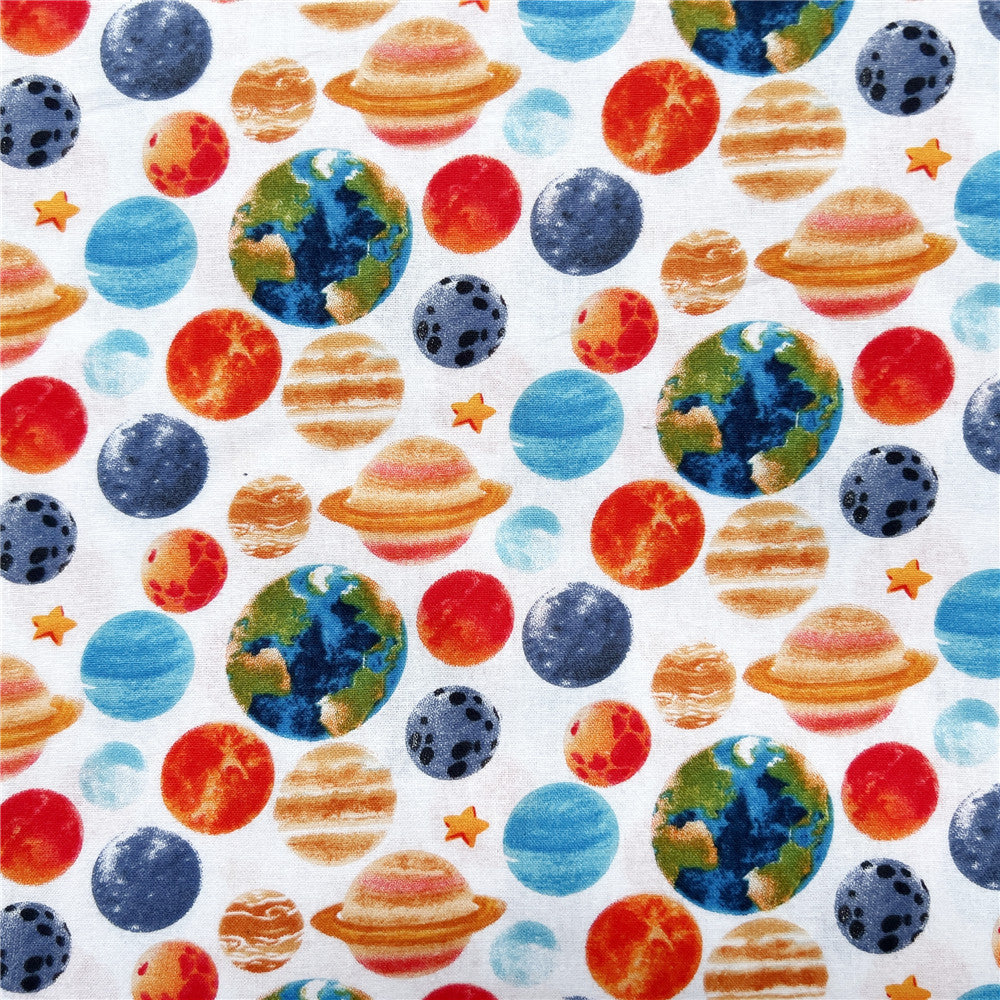 Venus Uranus earth Saturn Mercury star 100% cotton fabric ,Patchwork Cloth,DIY Sewing Quilting Material