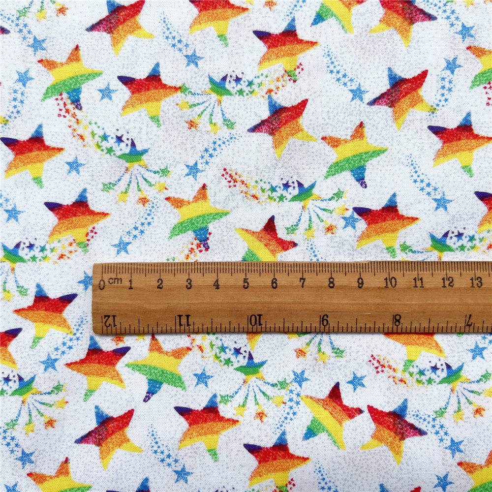 Rainbow Star  100% cotton fabric ,Patchwork Cloth,DIY Sewing Quilting Material