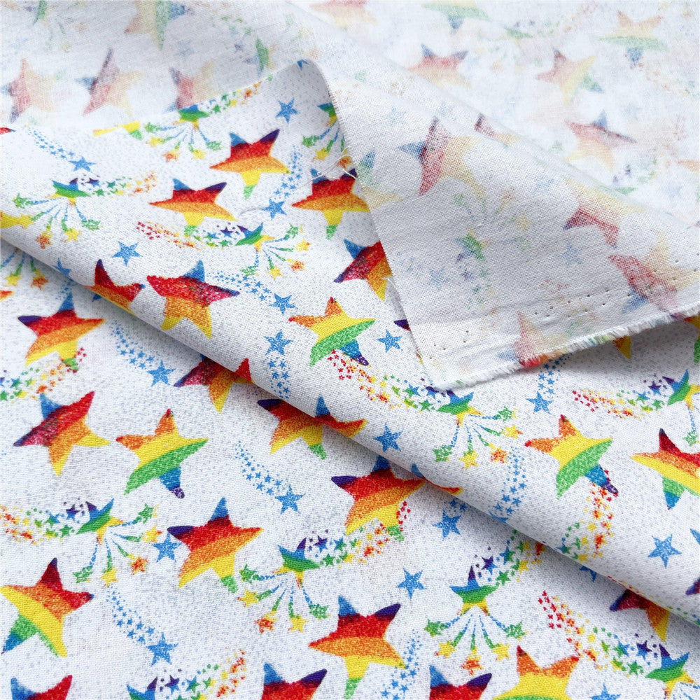 Rainbow Star  100% cotton fabric ,Patchwork Cloth,DIY Sewing Quilting Material