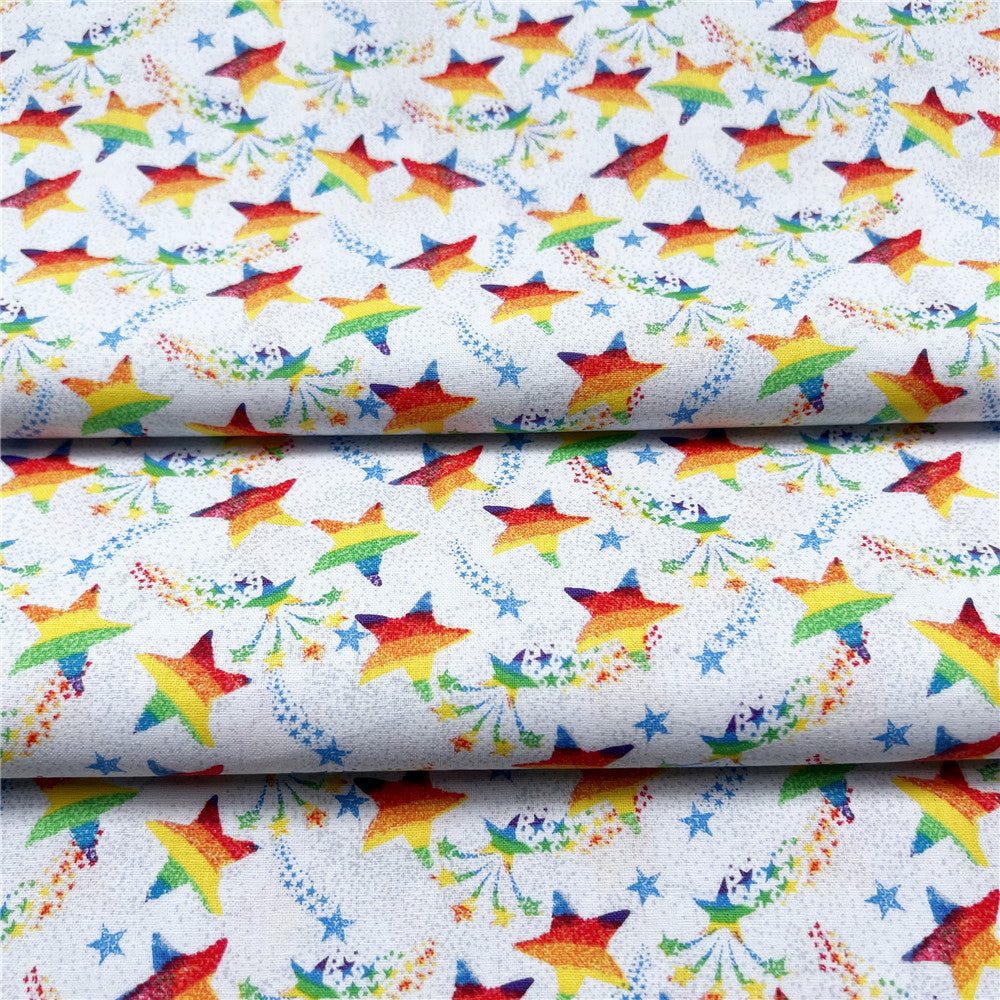 Rainbow Star  100% cotton fabric ,Patchwork Cloth,DIY Sewing Quilting Material