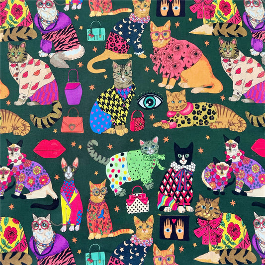 110cm Width Fashion cats cotton fabric Patchwork Sewing Quilting woman shirt clothes handmade patchwork