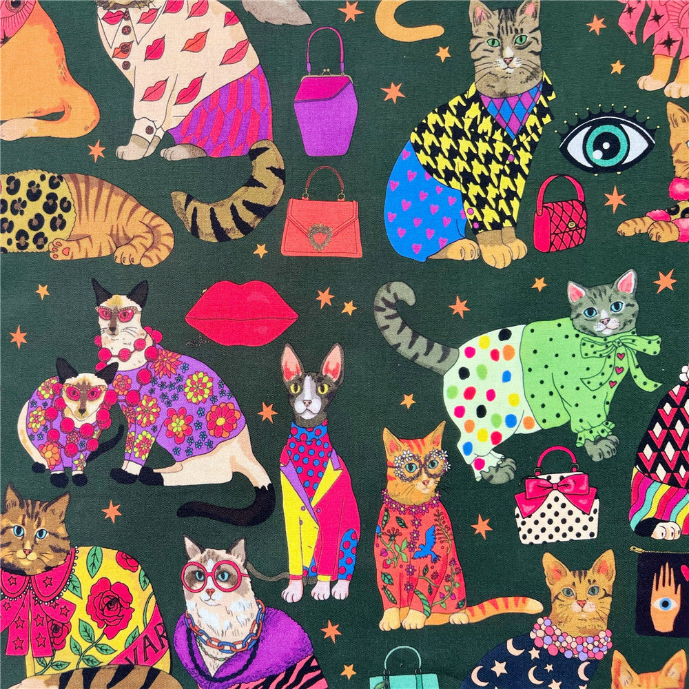 110cm Width Fashion cats cotton fabric Patchwork Sewing Quilting woman shirt clothes handmade patchwork