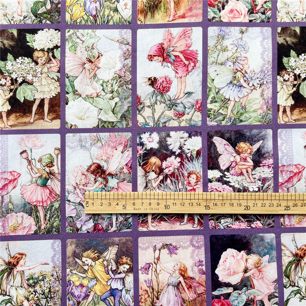 Beautiful retro flower fairy family Cotton Fabric Sewing Quilting Patchwork Needlework Handmade DIY