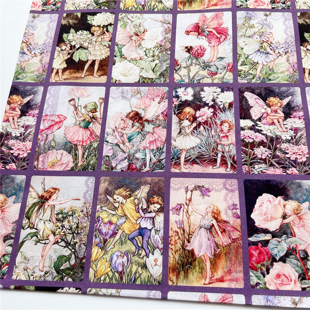 Beautiful retro flower fairy family Cotton Fabric Sewing Quilting Patchwork Needlework Handmade DIY