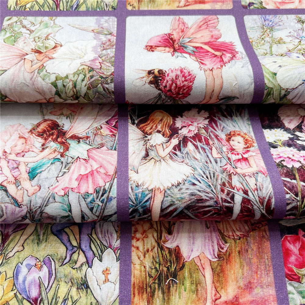 Beautiful retro flower fairy family Cotton Fabric Sewing Quilting Patchwork Needlework Handmade DIY