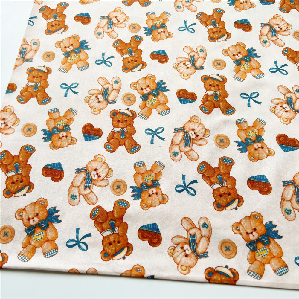 Lovely Vintage Cute Chocolate Bear cotton fabric Sewing Quilting Needlework Material DIY Handmade