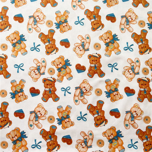 Lovely Vintage Cute Chocolate Bear cotton fabric Sewing Quilting Needlework Material DIY Handmade