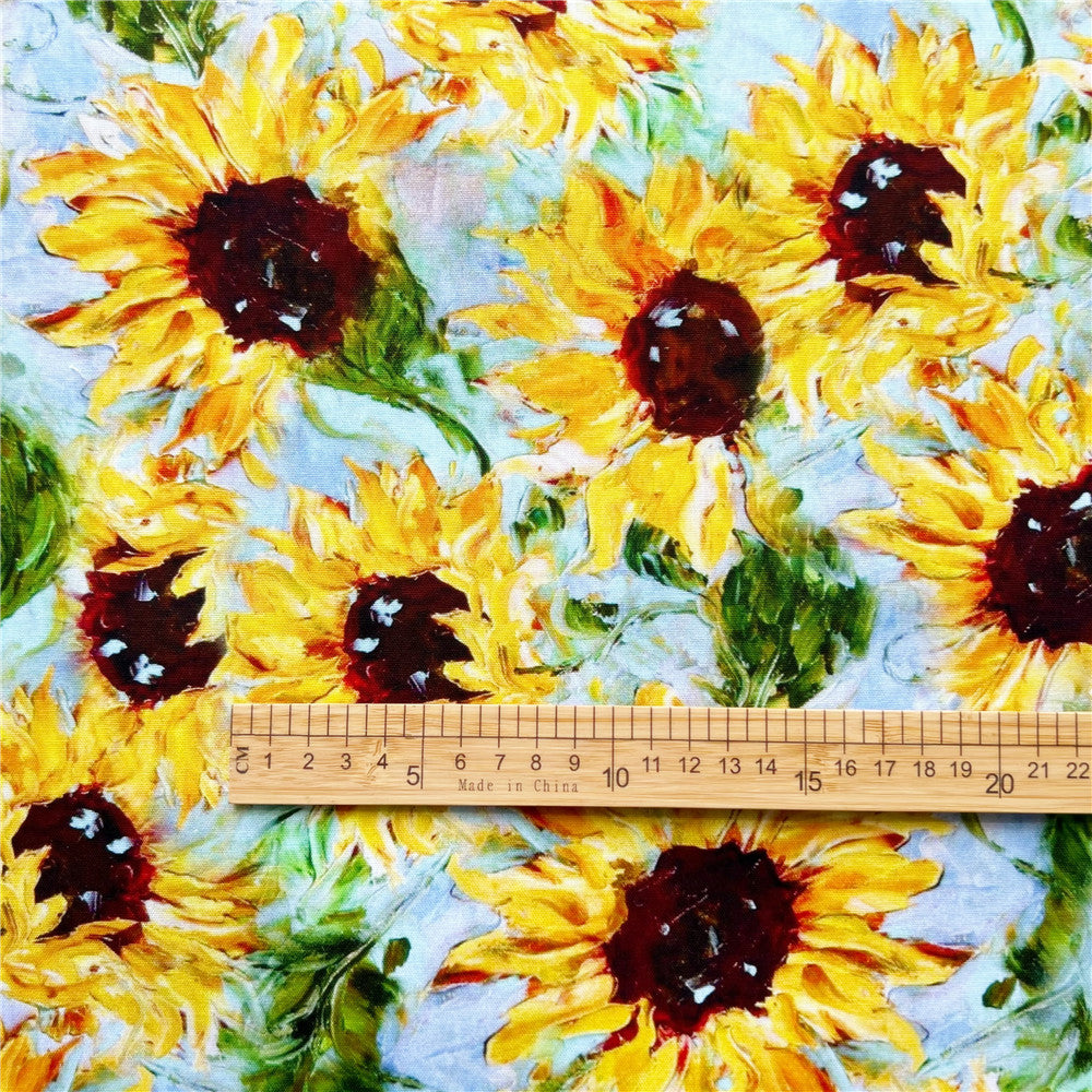 Summer sunflower oil painting  flowe cotton fabric Patchwork Sewing Quilting handmade