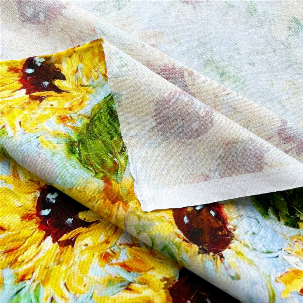 Summer sunflower oil painting  flowe cotton fabric Patchwork Sewing Quilting handmade