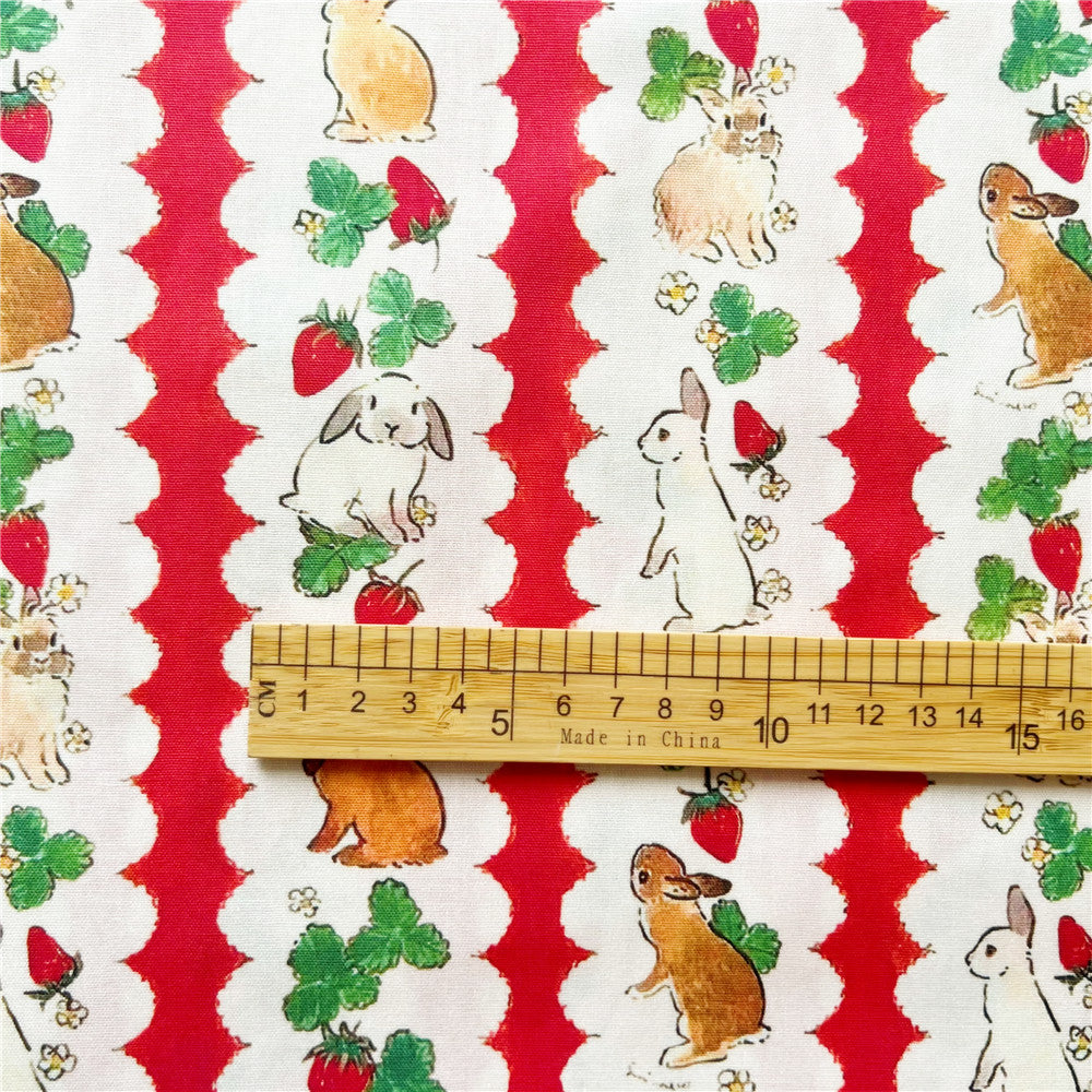 Strawberry rabbit Cotton Fabric Patchwork Textile Tissue Home Clothing Dress Home Decoration