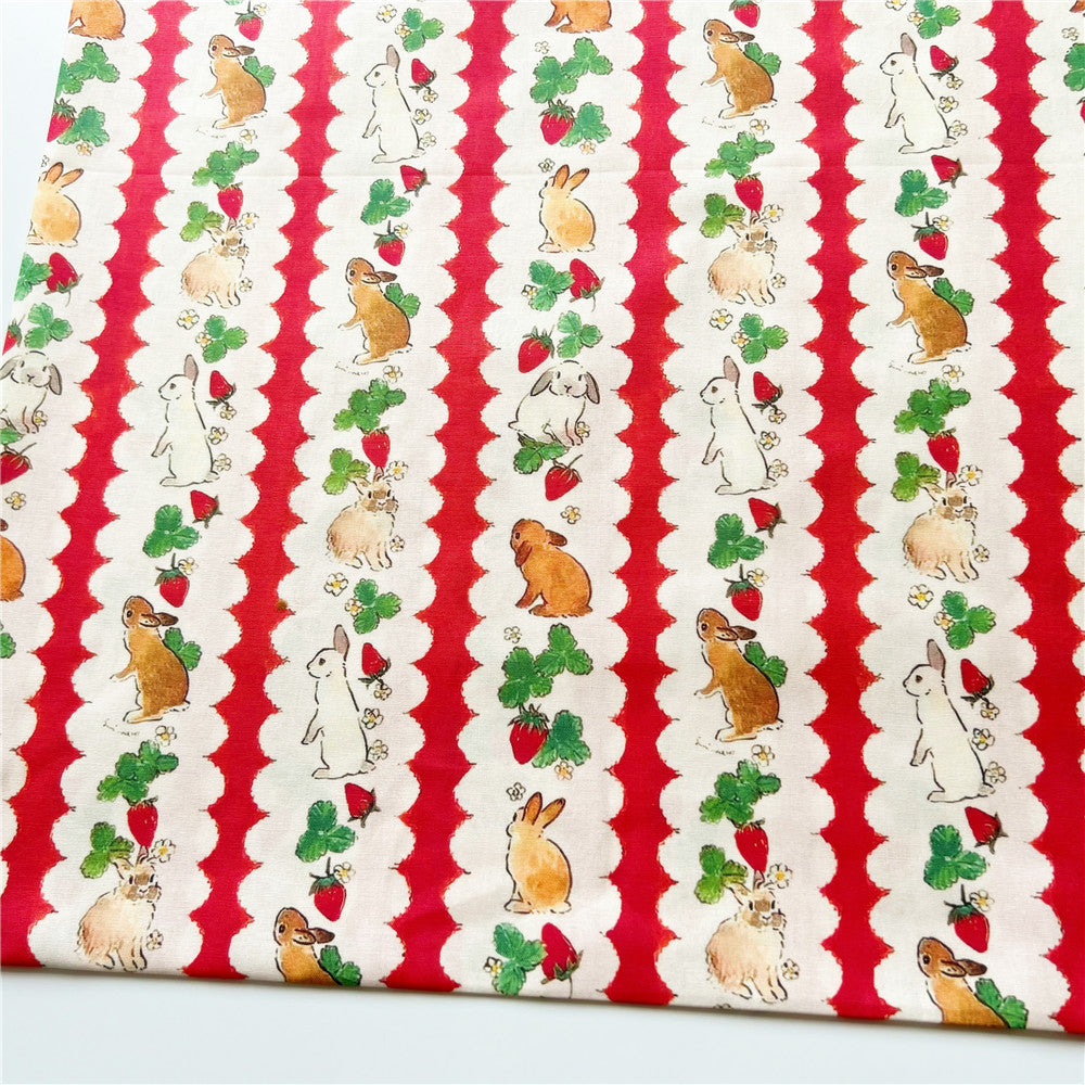 Strawberry rabbit Cotton Fabric Patchwork Textile Tissue Home Clothing Dress Home Decoration