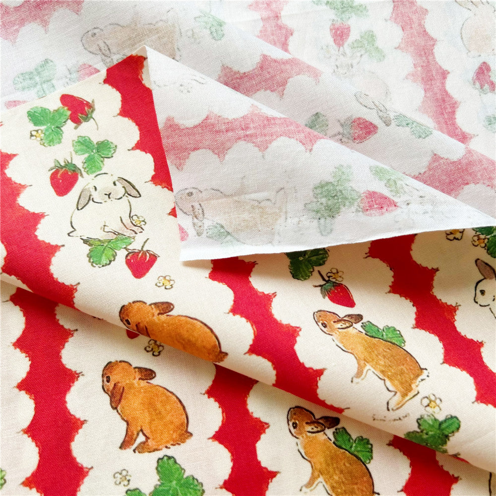 Strawberry rabbit Cotton Fabric Patchwork Textile Tissue Home Clothing Dress Home Decoration