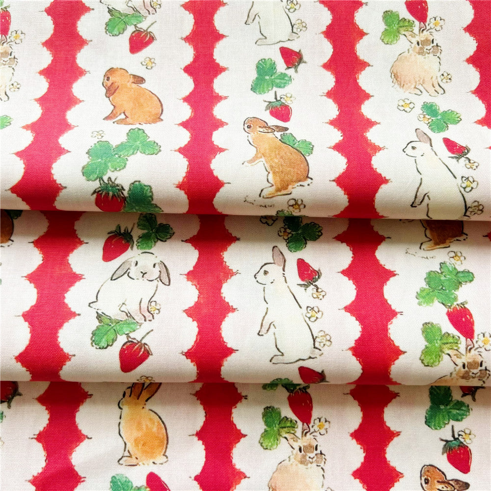 Strawberry rabbit Cotton Fabric Patchwork Textile Tissue Home Clothing Dress Home Decoration