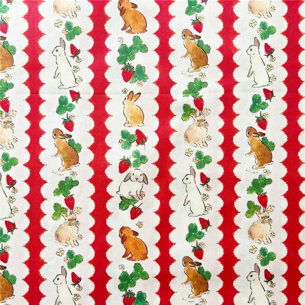 Strawberry rabbit Cotton Fabric Patchwork Textile Tissue Home Clothing Dress Home Decoration