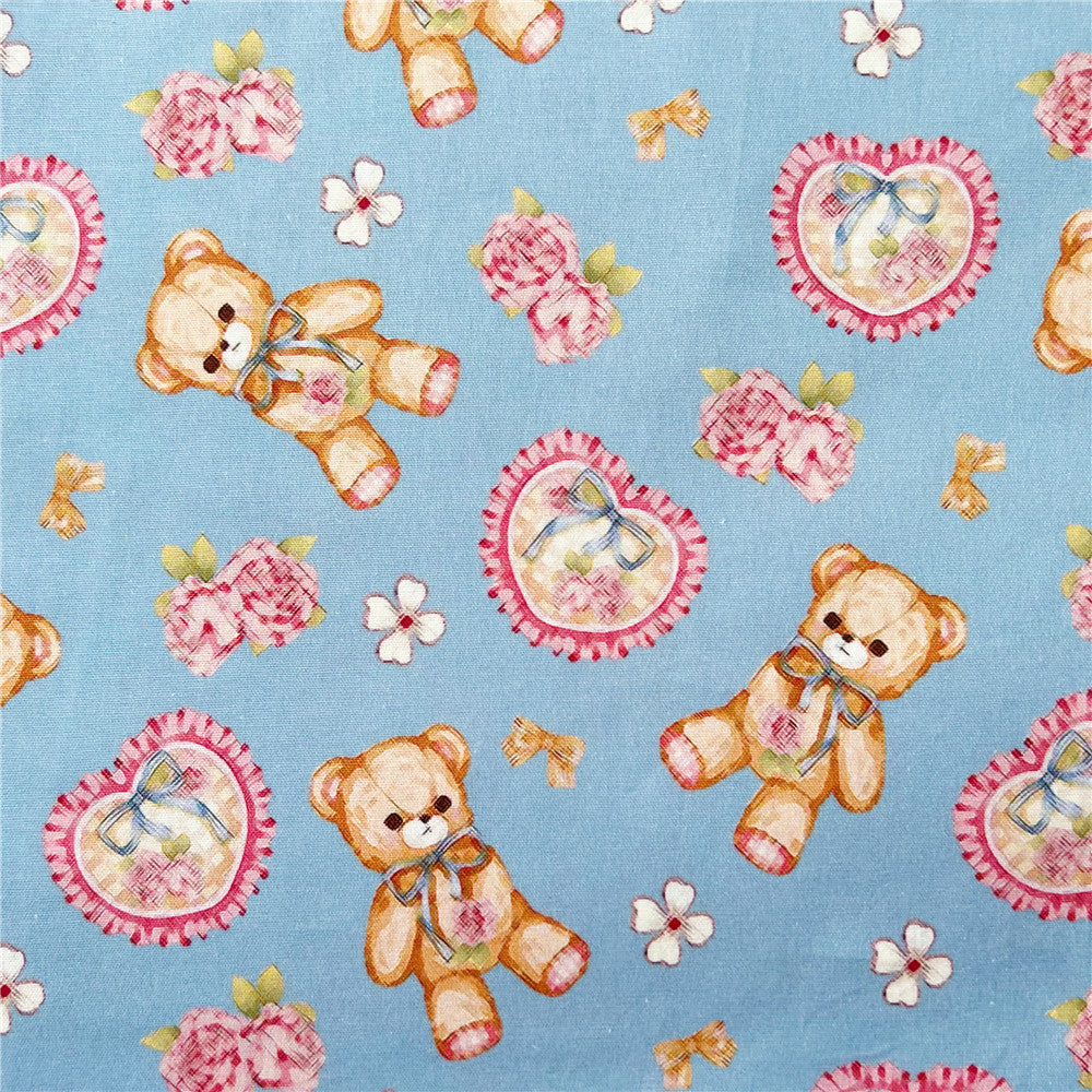 Cartoon rose retro bear doll bear cotton fabric Patchwork Sewing Quilting girl shirt clothes handmade patchwork Lolita baby