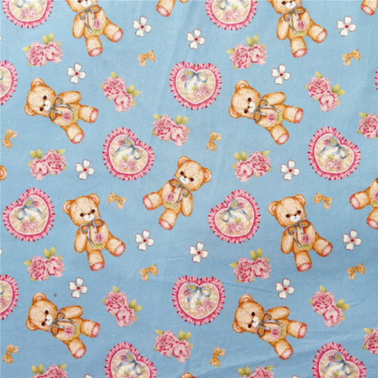 Cartoon rose retro bear doll bear cotton fabric Patchwork Sewing Quilting girl shirt clothes handmade patchwork Lolita baby