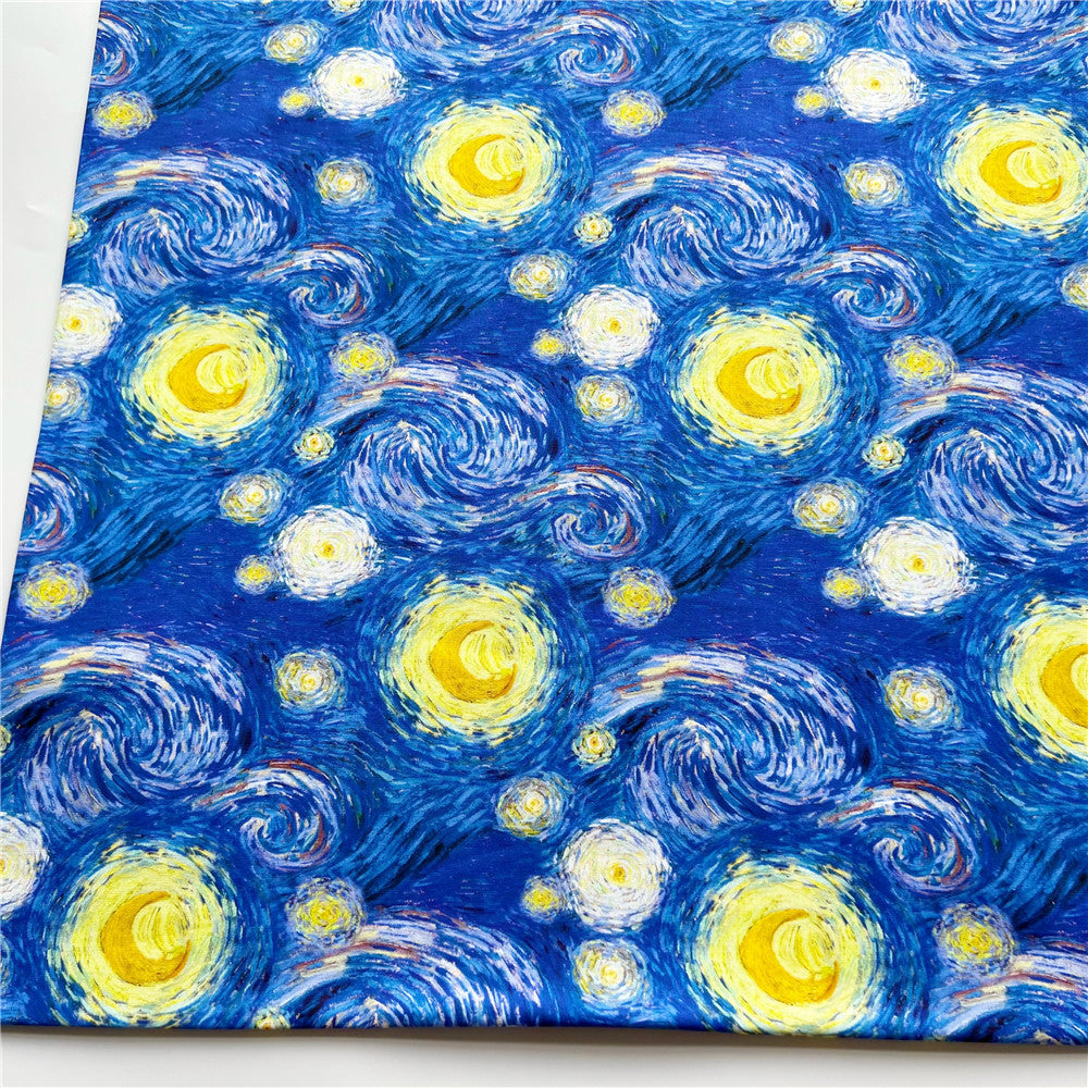 Famous oil painting star moon night cotton fabric Patchwork Sewing Quilting diy woman shirt bedding clothing handmade Material