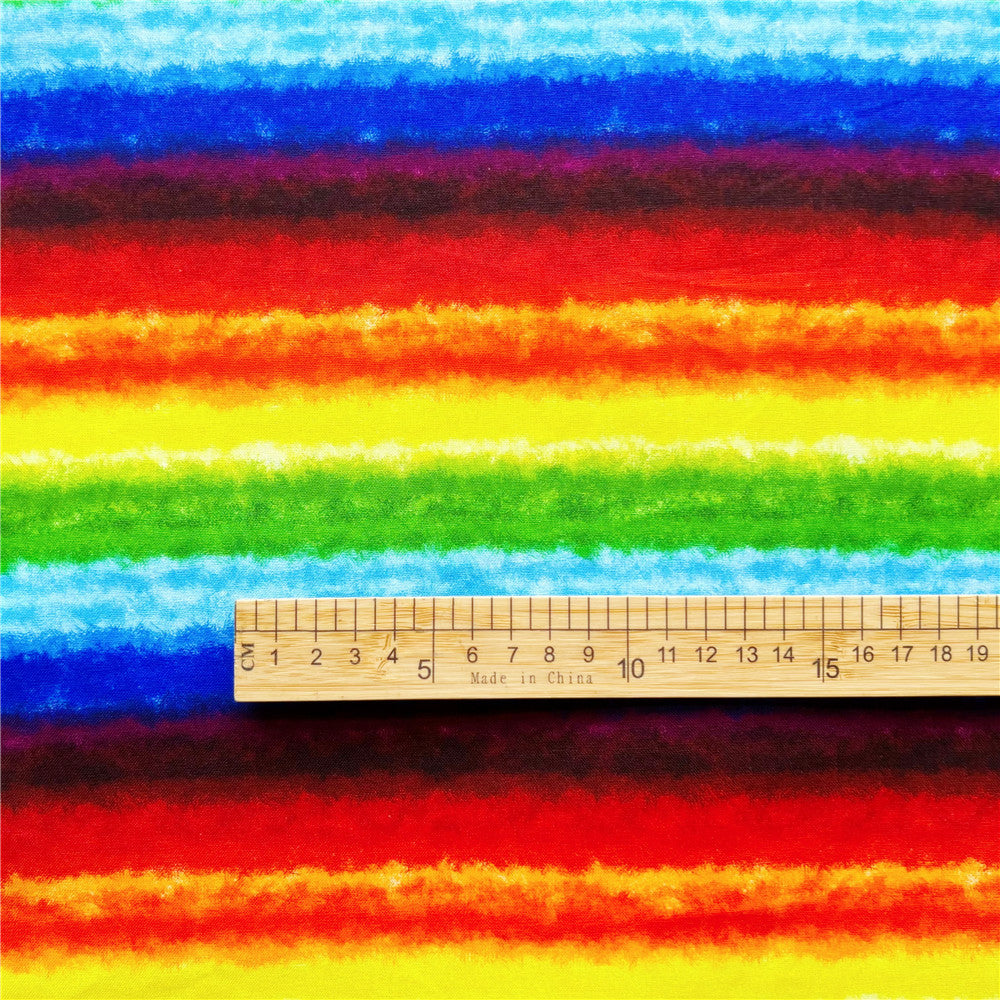 Summer Rainbow Stripe cotton fabric Sewing Quilting Needlework Material DIY Handmade baby skirt turban