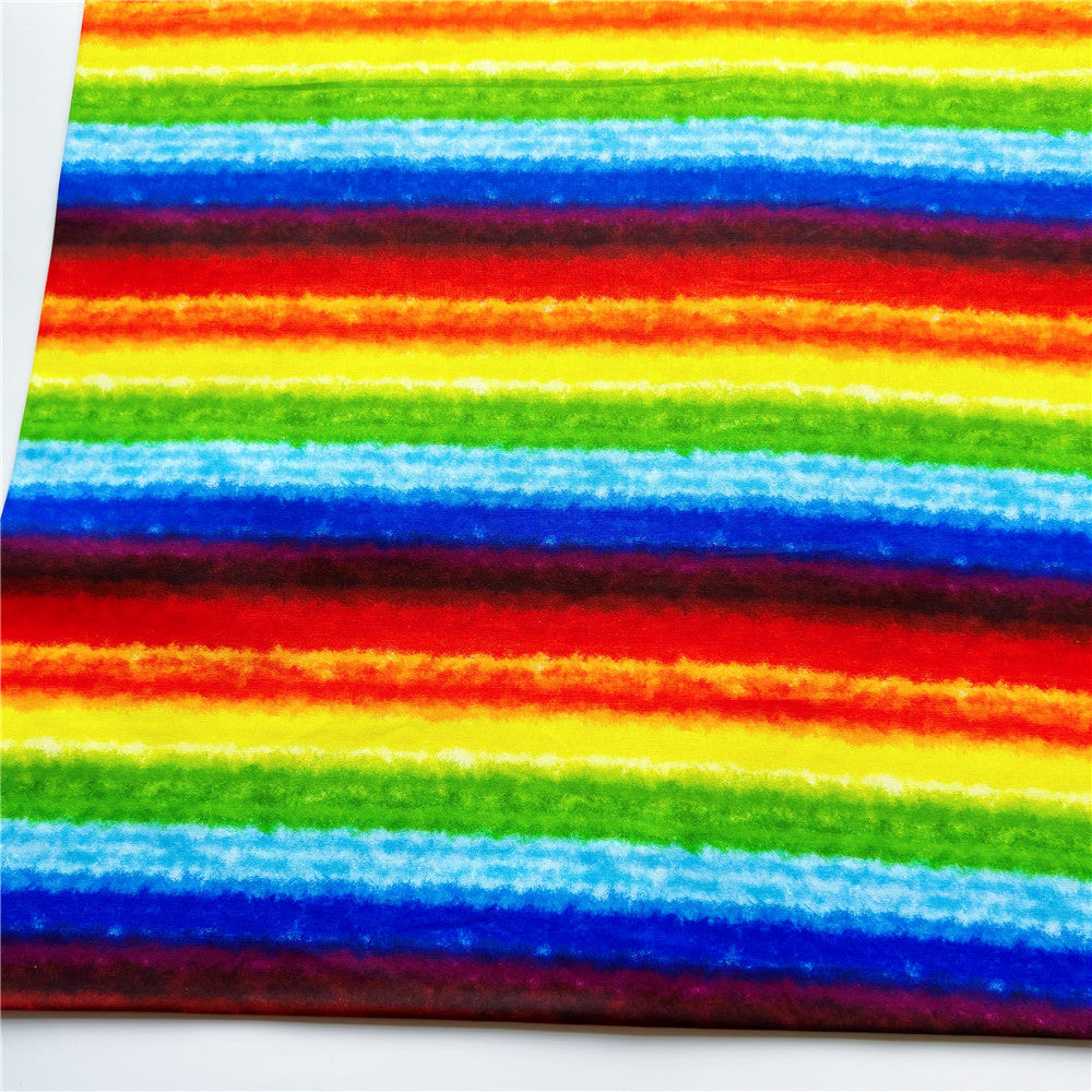 Summer Rainbow Stripe cotton fabric Sewing Quilting Needlework Material DIY Handmade baby skirt turban