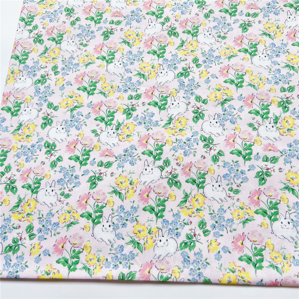 Cute pink rabbit digital printing plain cotton fabric cloth diy handmade lolita dress children's tutu skirt material