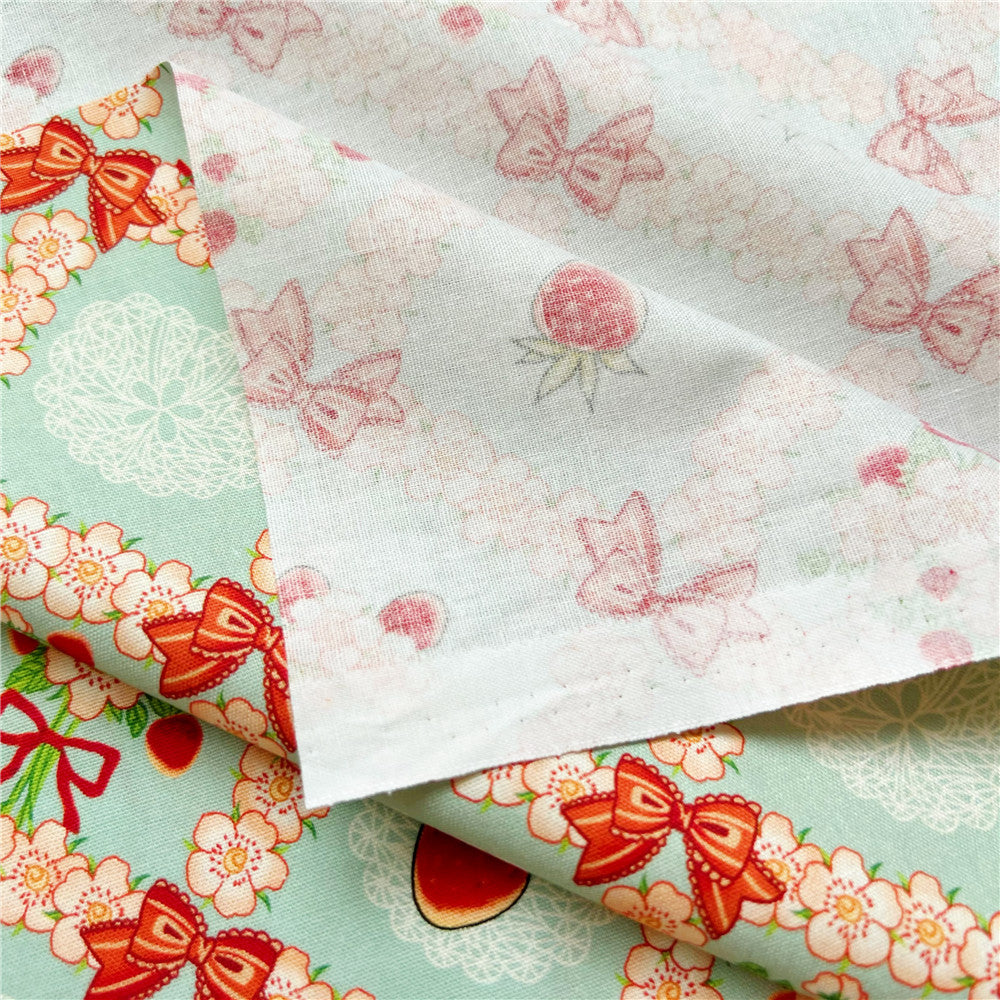 Strawberry bow flower cotton fabric children's tutu skirt lolita dress book clothes handmade fabric material