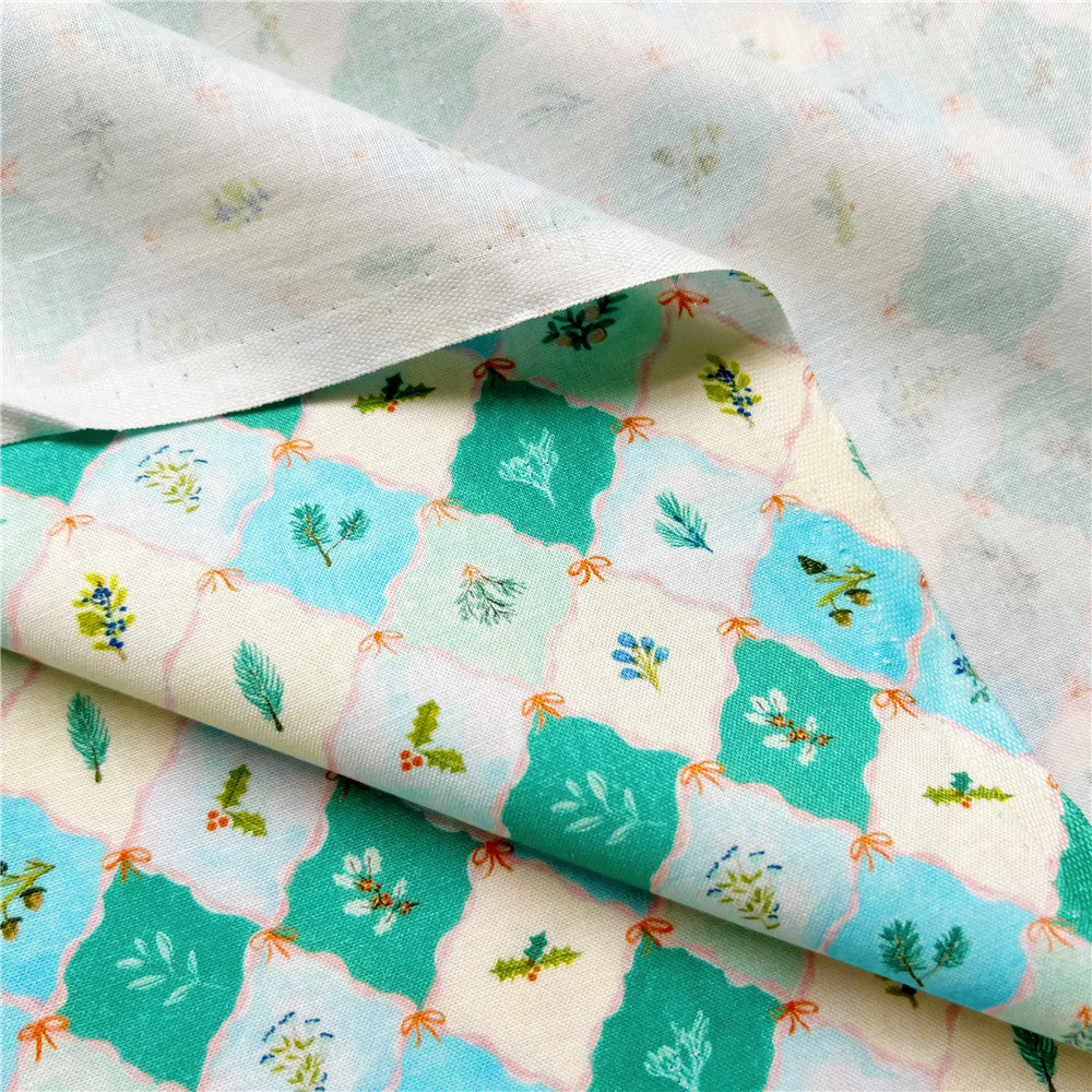 Diamond watercolor Christmas leaves cotton plain fabric diy children's clothing hand-made fabric Christmas arrangement material