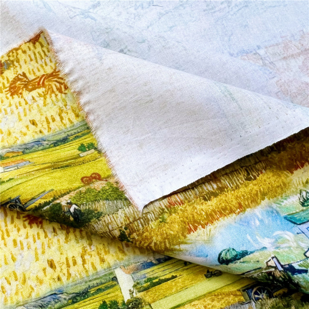 Oil Painting Wheat field Cotton Fabric Sewing Quilting Patchwork Needlework Handmade DIY Skirt clothing Pillowcase Material