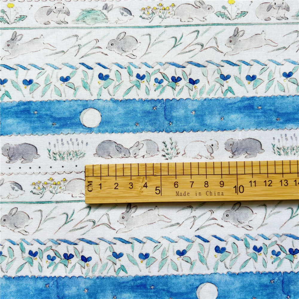 Horizontal bar cute rabbit cotton fabric for Sewing Quilting Accessories DIY girl Sheet Pillowcase Patchwork Material