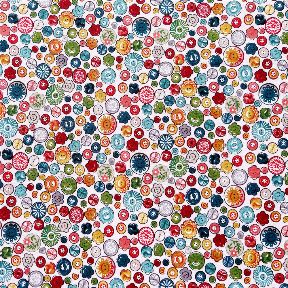 pink flower buttons 100% Cotton Fabric Patchwork Sewing Quilting Fabrics Needlework For Tissue DIY Cloth Sew Dress